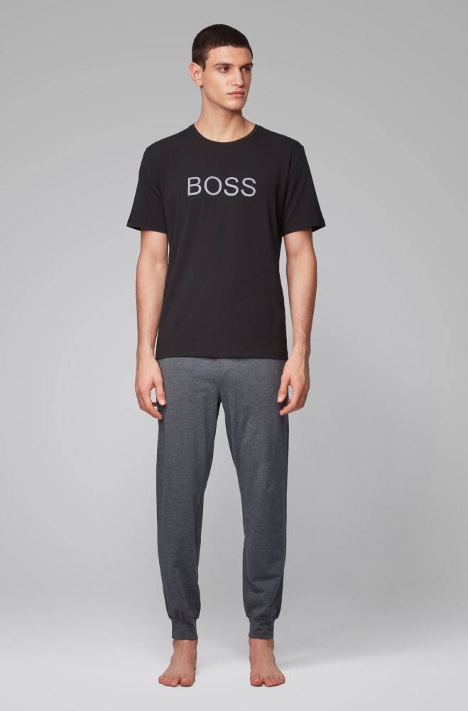 Hugo Boss Logo-print pyjama T-shirt Svarte | RdbHP04A