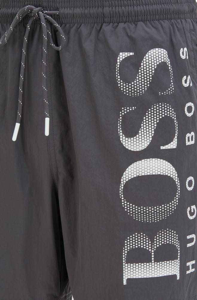 Hugo Boss Logo-print swim shorts Grå | ExStMmRP