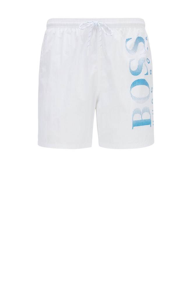 Hugo Boss Logo-print swim shorts Hvite | rMKTxPDF