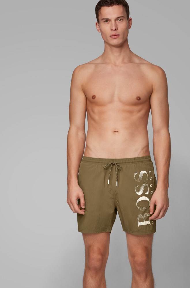 Hugo Boss Logo-print swim shorts Mørke Brune | psf7LIfp