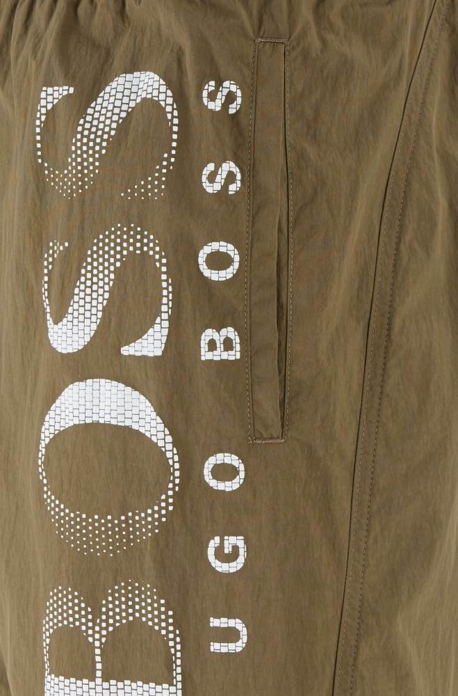 Hugo Boss Logo-print swim shorts Mørke Brune | psf7LIfp