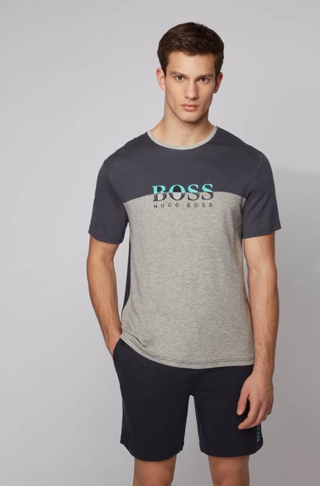 Hugo Boss Logo pyjama T-shirt Lyse Grå | OsadQrdJ