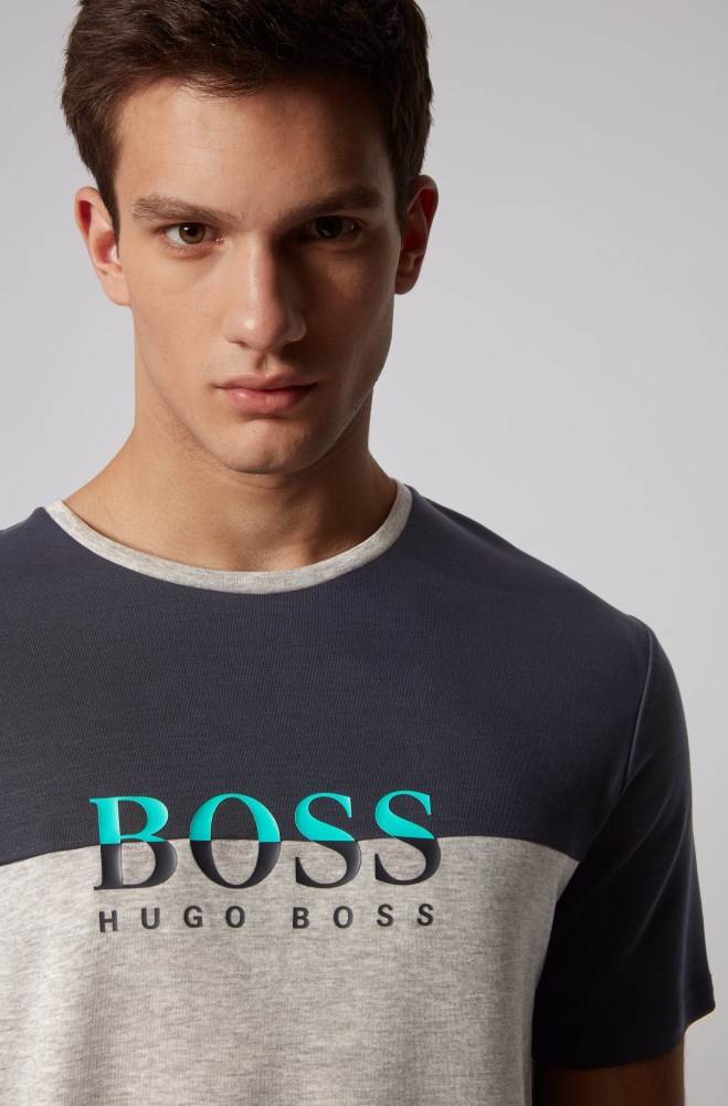 Hugo Boss Logo pyjama T-shirt Lyse Grå | OsadQrdJ