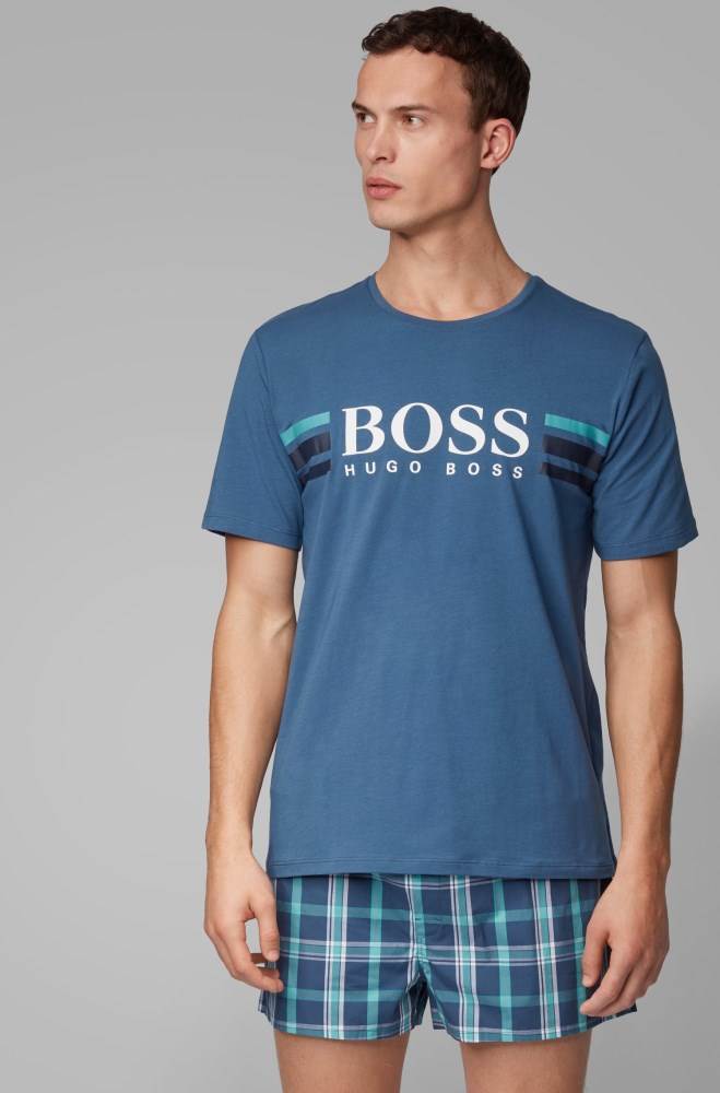 Hugo Boss Logo pyjama set Blå | 5ibDq70c