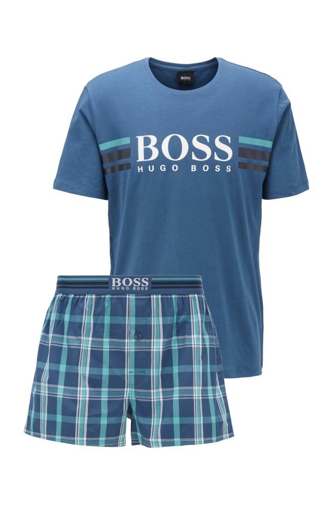 Hugo Boss Logo pyjama set Blå | 5ibDq70c