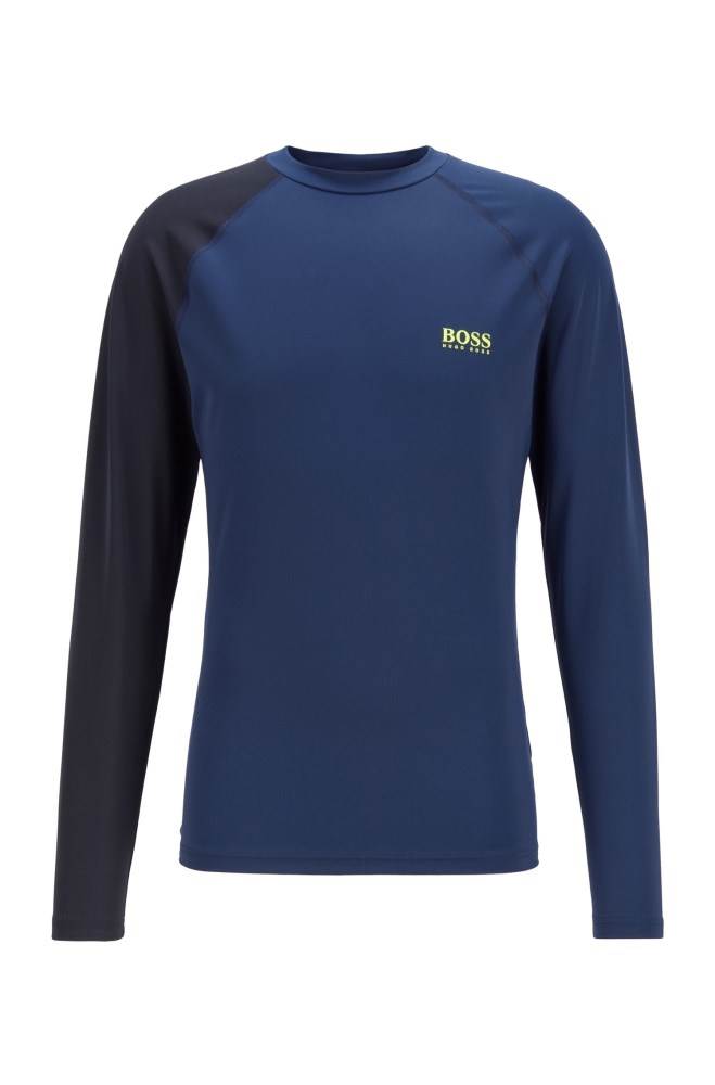 Hugo Boss Logo rash-guard top Mørke Blå | xp27N3kO