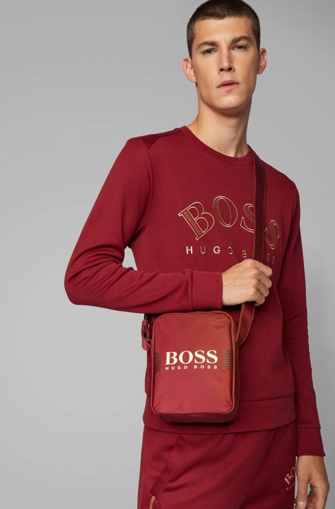 Hugo Boss Logo reporter bag Mørke Rød | xdQZo4OM