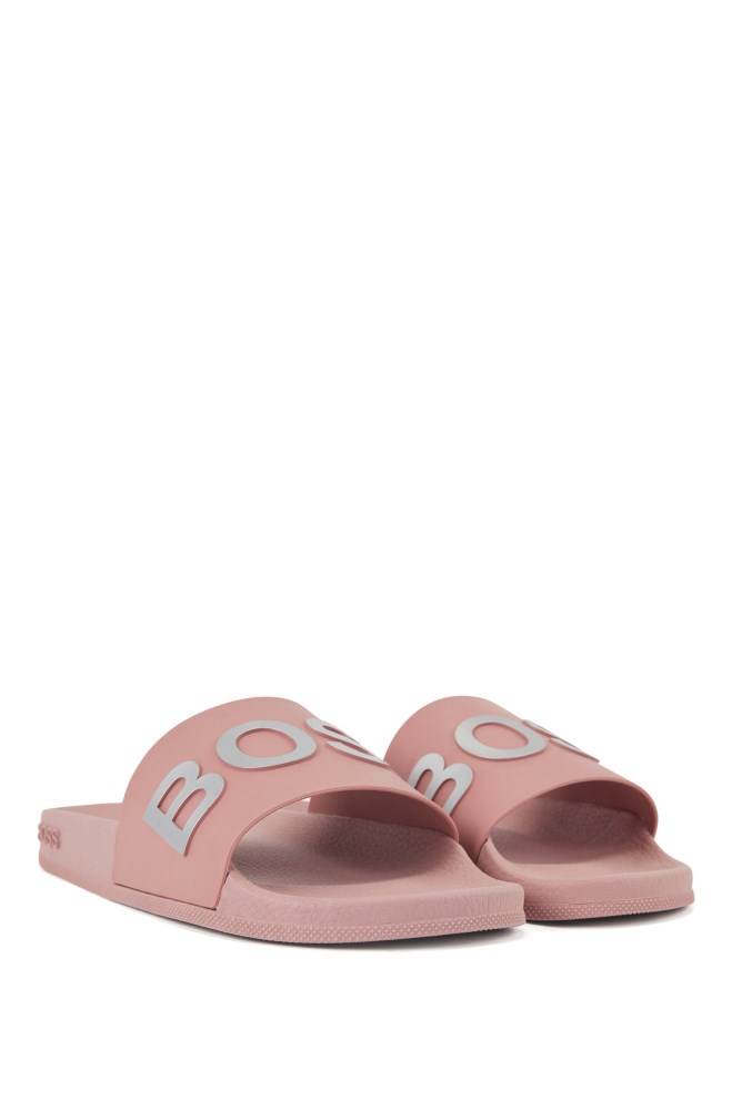 Hugo Boss Logo-strap slides Lyse Rosa | lXQAO7b9