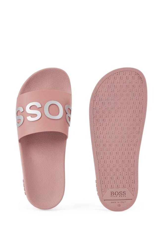 Hugo Boss Logo-strap slides Lyse Rosa | lXQAO7b9