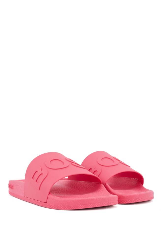 Hugo Boss Logo-strap slides Rosa | YwQ29CN1