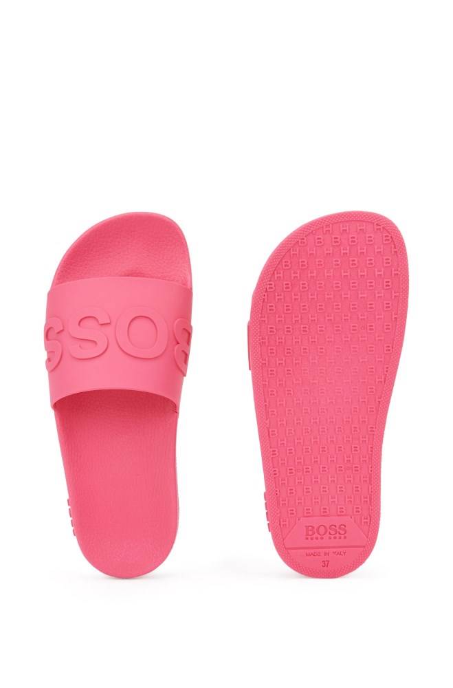 Hugo Boss Logo-strap slides Rosa | YwQ29CN1