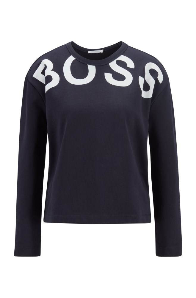 Hugo Boss Logo sweatshirt Lyse Blå | bYwVMXxD