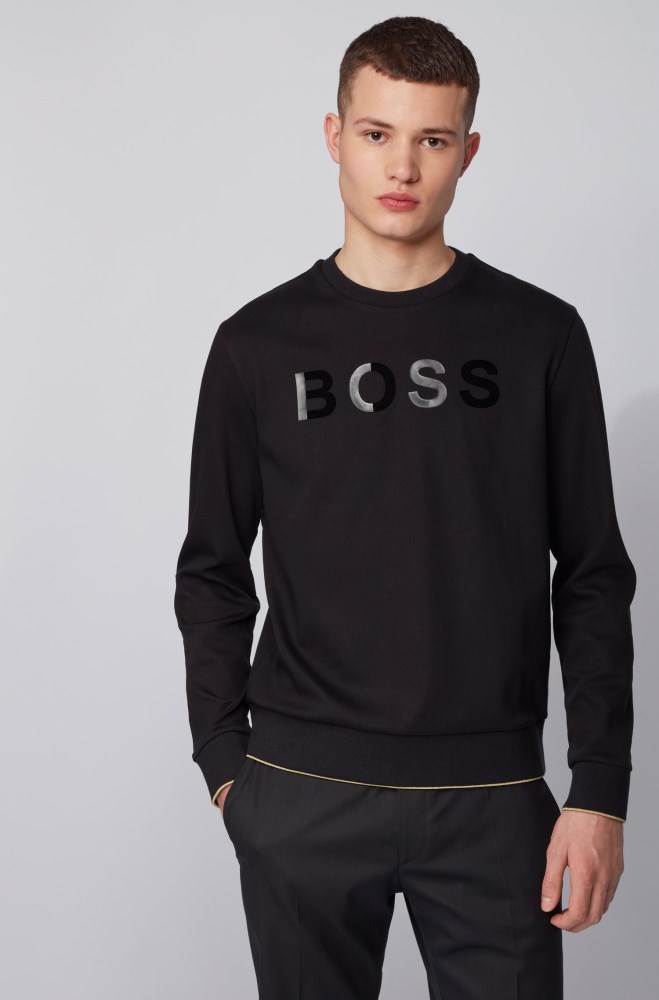 Hugo Boss Logo sweatshirt Svarte | 5RGRsf3q