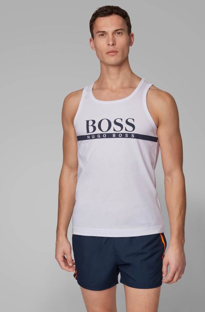 Hugo Boss Logo tank top Hvite | rSDZXvmg