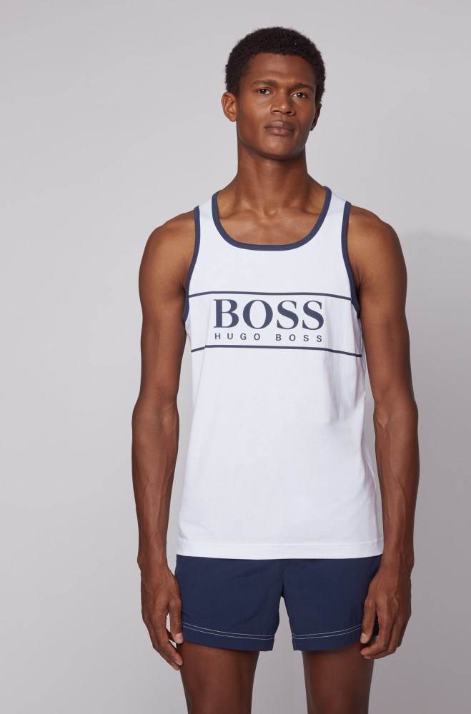 Hugo Boss Logo tank top Hvite | tfGDzizf