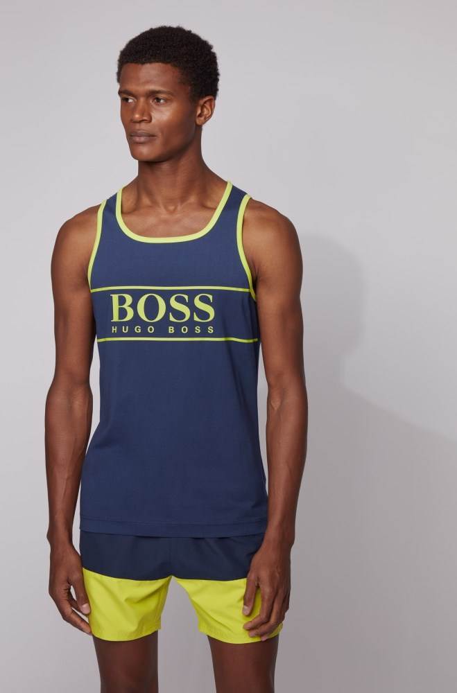 Hugo Boss Logo tank top Mørke Blå | SSrYzaYP