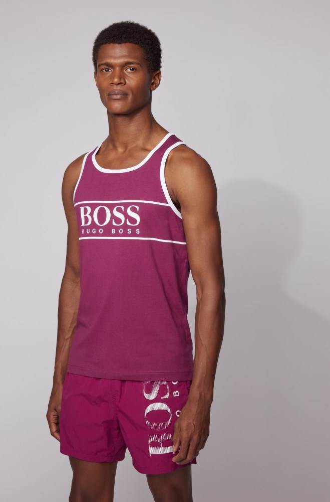 Hugo Boss Logo tank top Mørke Lilla | T1pkpOhk