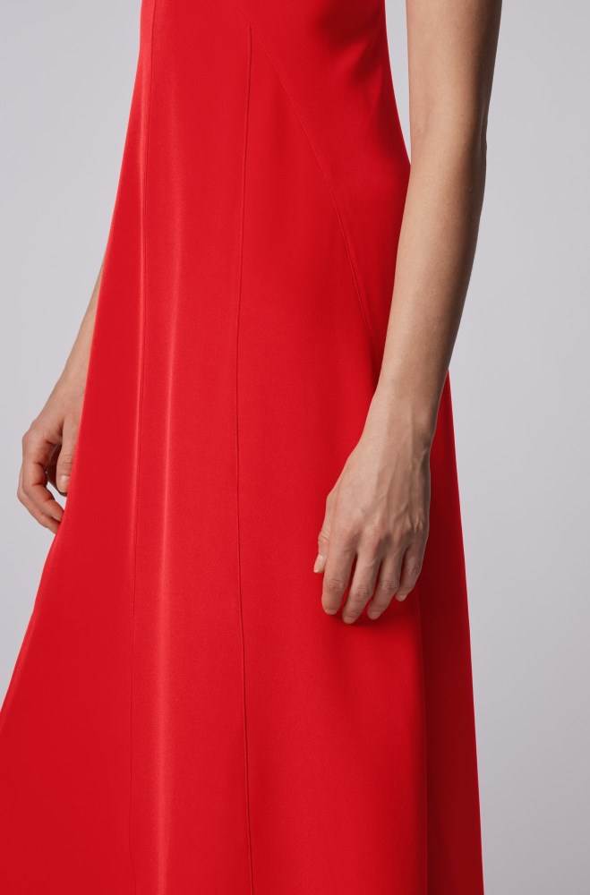 Hugo Boss Long-length silk dress Rød | cl5Ke0D9