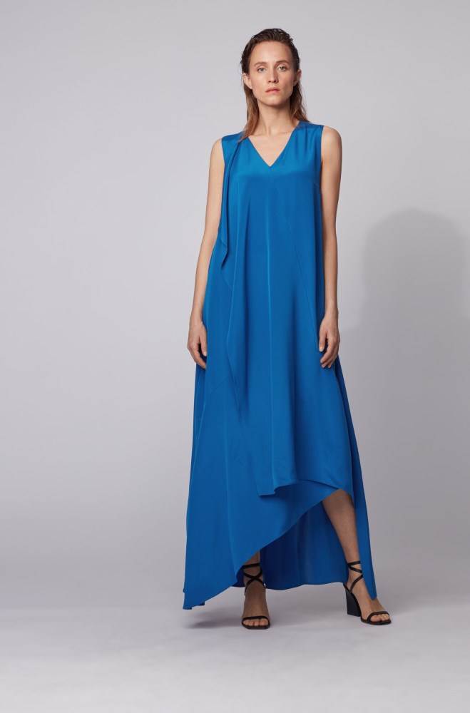 Hugo Boss Long-length sleeveless dress Blå | A5Zil8kZ