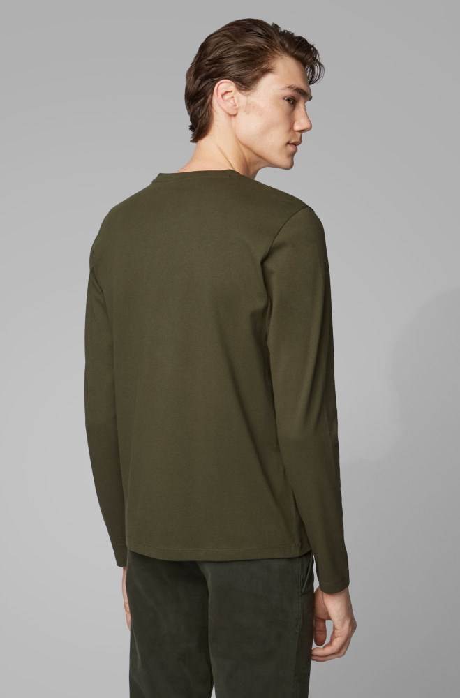 Hugo Boss Long-sleeved T-shirt Grønn | OZCGhnUK