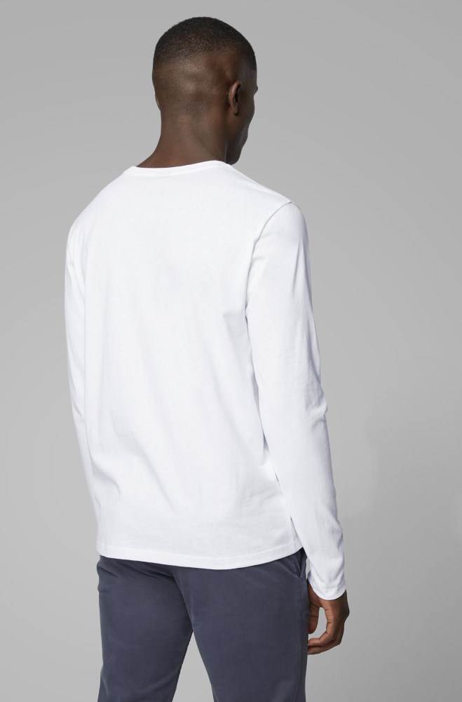 Hugo Boss Long-sleeved T-shirt Hvite | 7VHxvNlg