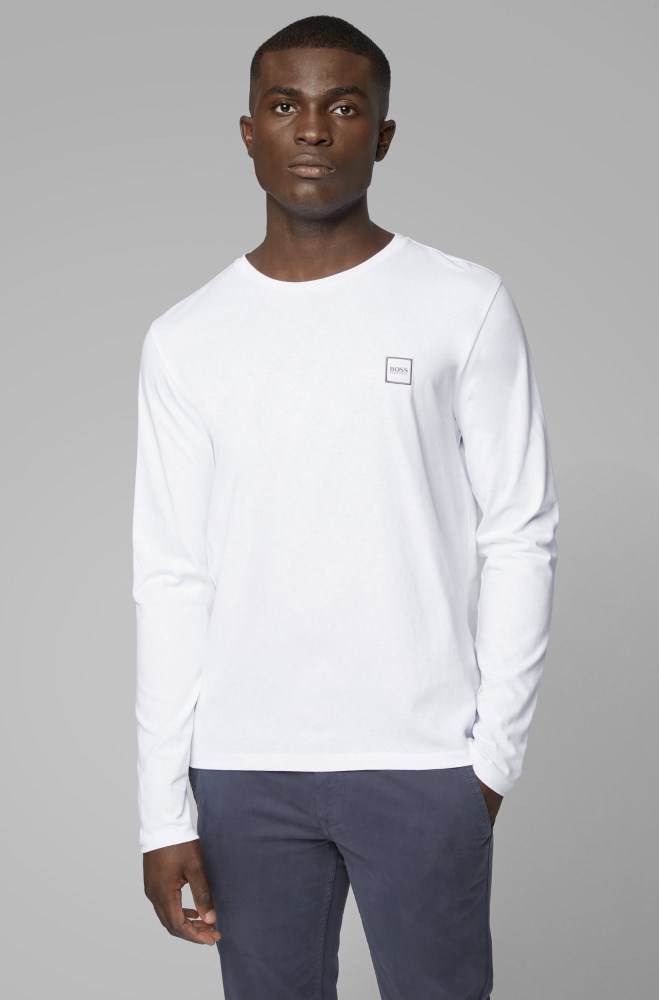 Hugo Boss Long-sleeved T-shirt Hvite | 7VHxvNlg