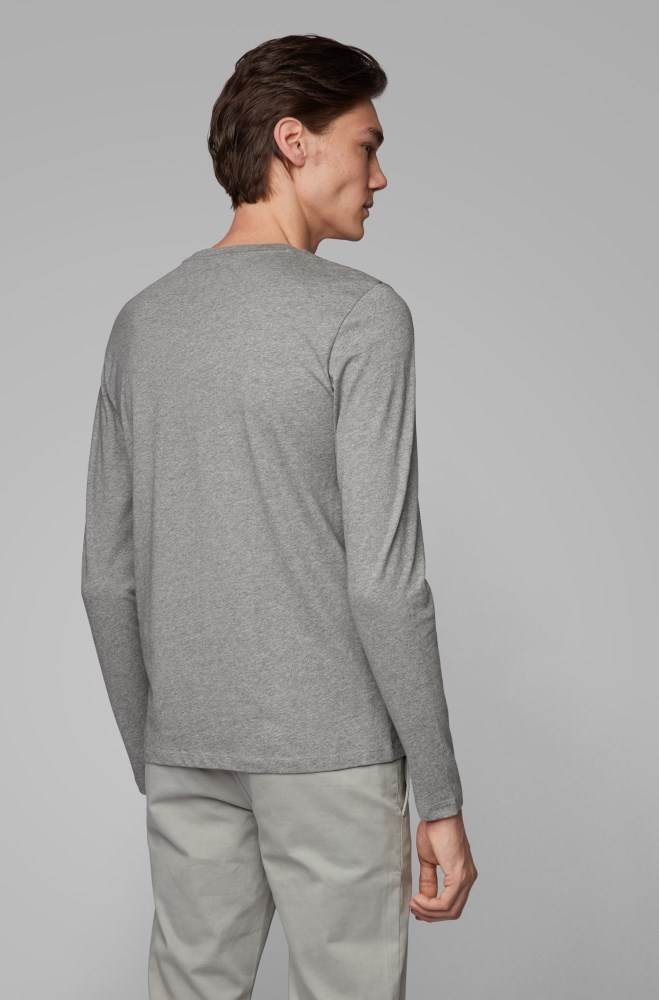 Hugo Boss Long-sleeved T-shirt Lyse Grå | k41g2pqf