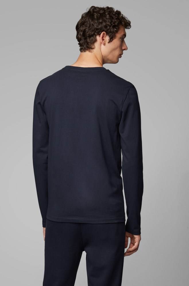 Hugo Boss Long-sleeved T-shirt Mørke Blå | eaeMxe4l