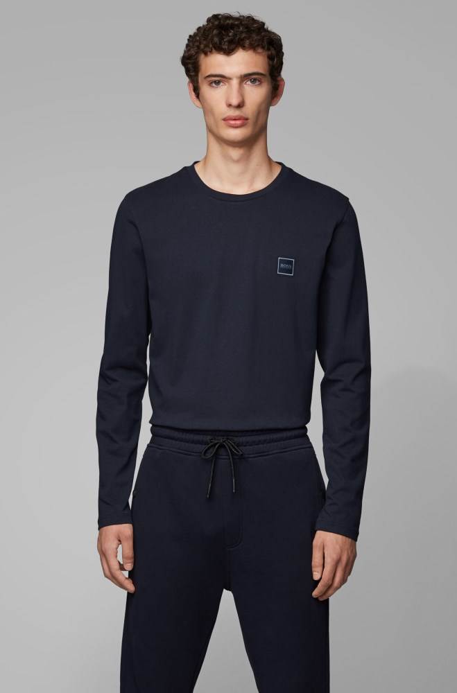 Hugo Boss Long-sleeved T-shirt Mørke Blå | eaeMxe4l