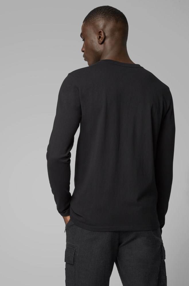 Hugo Boss Long-sleeved T-shirt Svarte | oAzd1gWQ