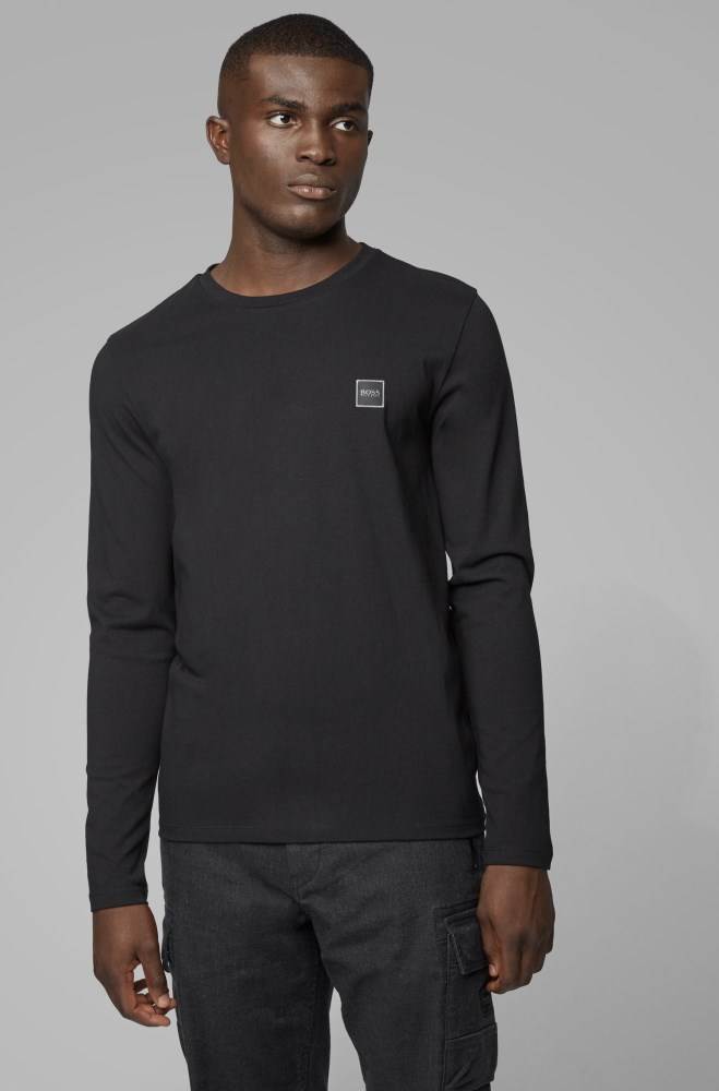 Hugo Boss Long-sleeved T-shirt Svarte | oAzd1gWQ