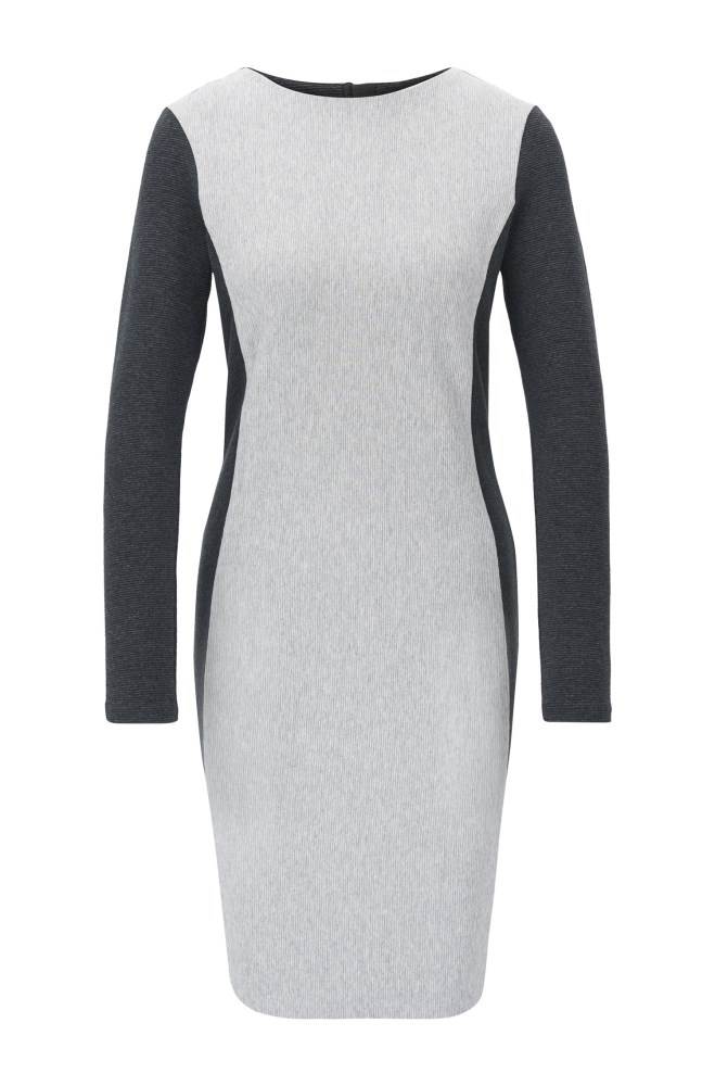 Hugo Boss Long-sleeved bodycon dress Grå | KXG84MiZ