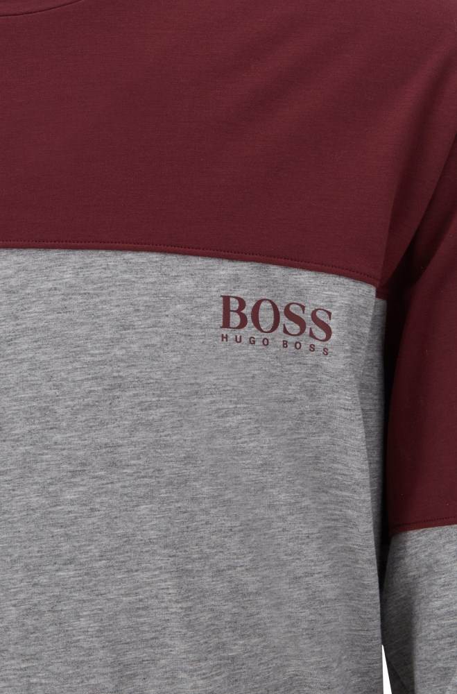 Hugo Boss Long-sleeved colour-block pyjama T-shirt Mørke Rød | 7en0NbZX