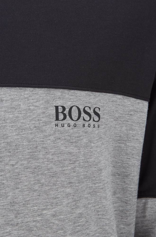 Hugo Boss Long-sleeved colour-block pyjama T-shirt Svarte | gihP2VDu