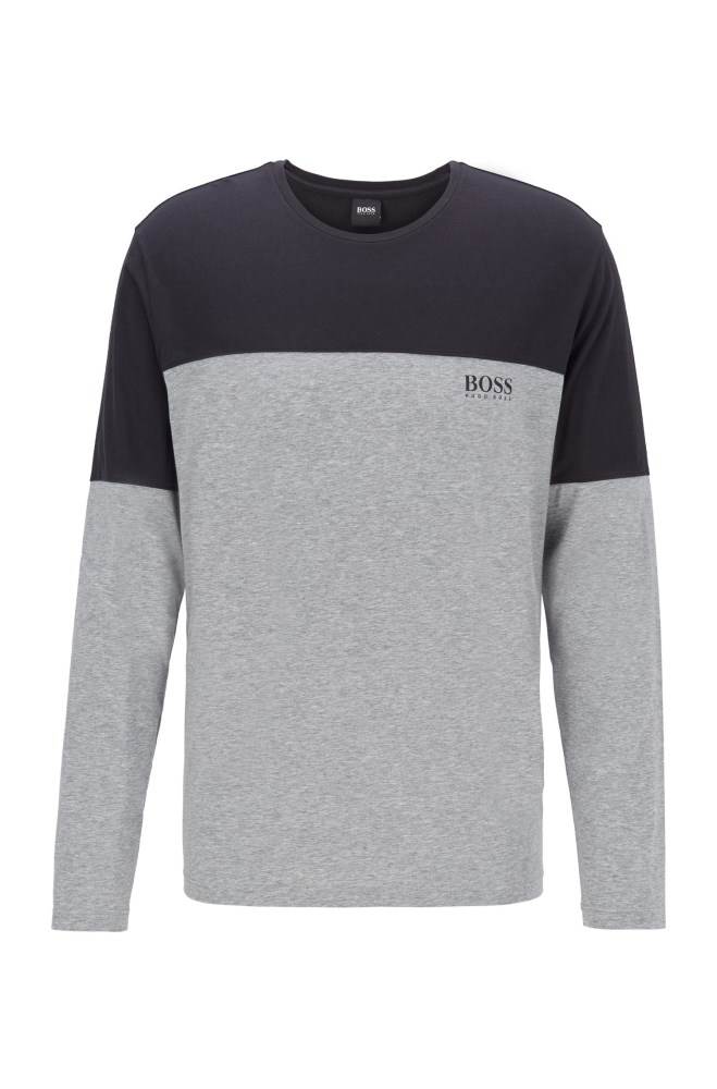 Hugo Boss Long-sleeved colour-block pyjama T-shirt Svarte | gihP2VDu