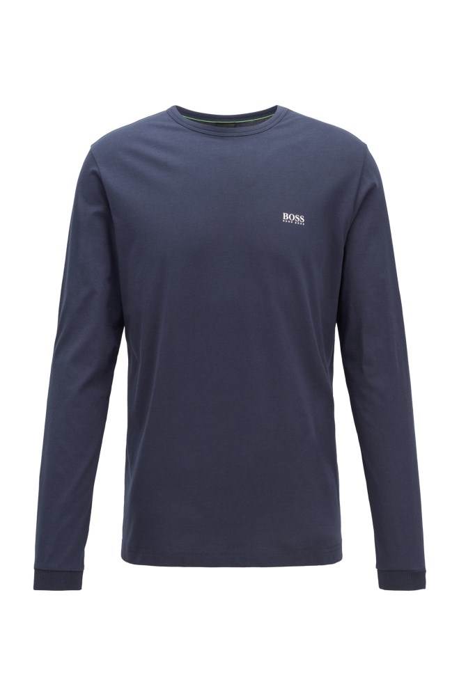 Hugo Boss Long-sleeved cotton T-shirt Mørke Blå | Ji3VbavV