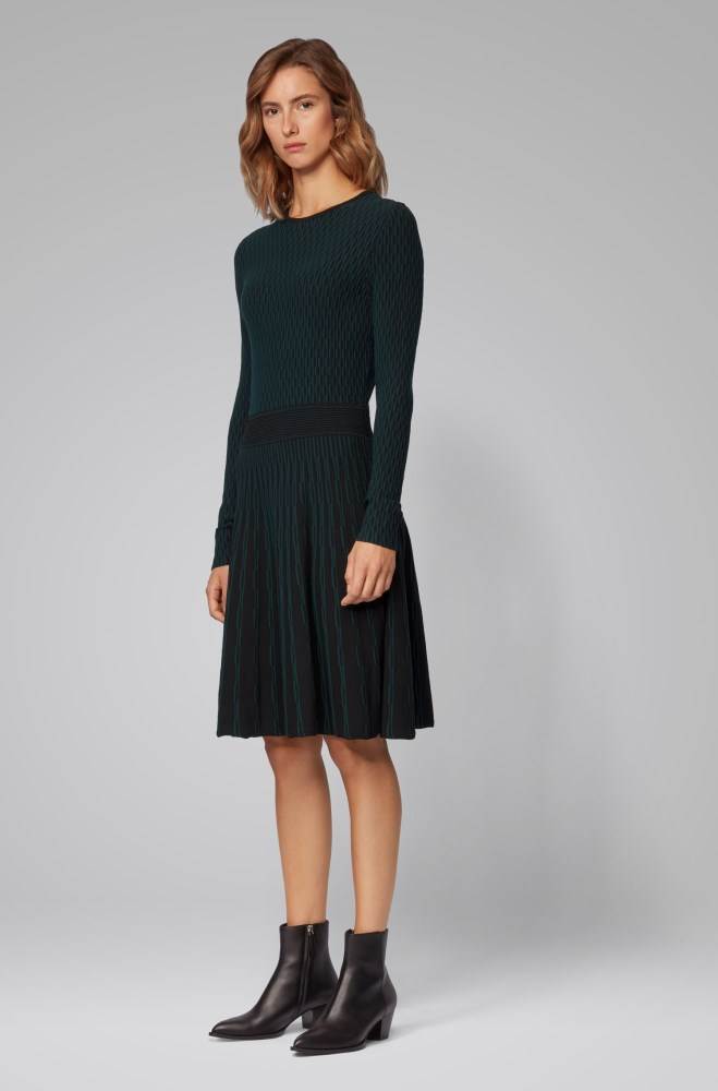 Hugo Boss Long-sleeved dress Svarte | hebnKgKh