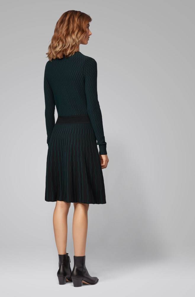 Hugo Boss Long-sleeved dress Svarte | hebnKgKh