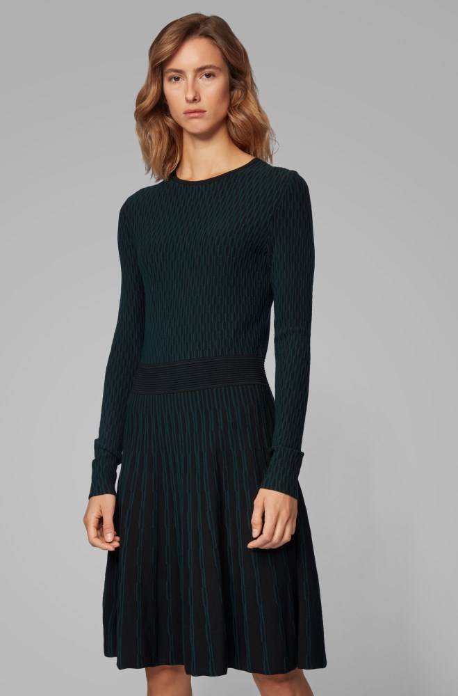 Hugo Boss Long-sleeved dress Svarte | hebnKgKh