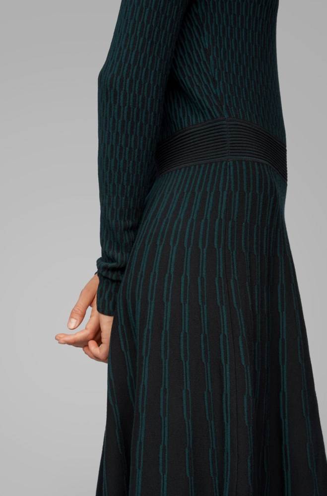 Hugo Boss Long-sleeved dress Svarte | hebnKgKh