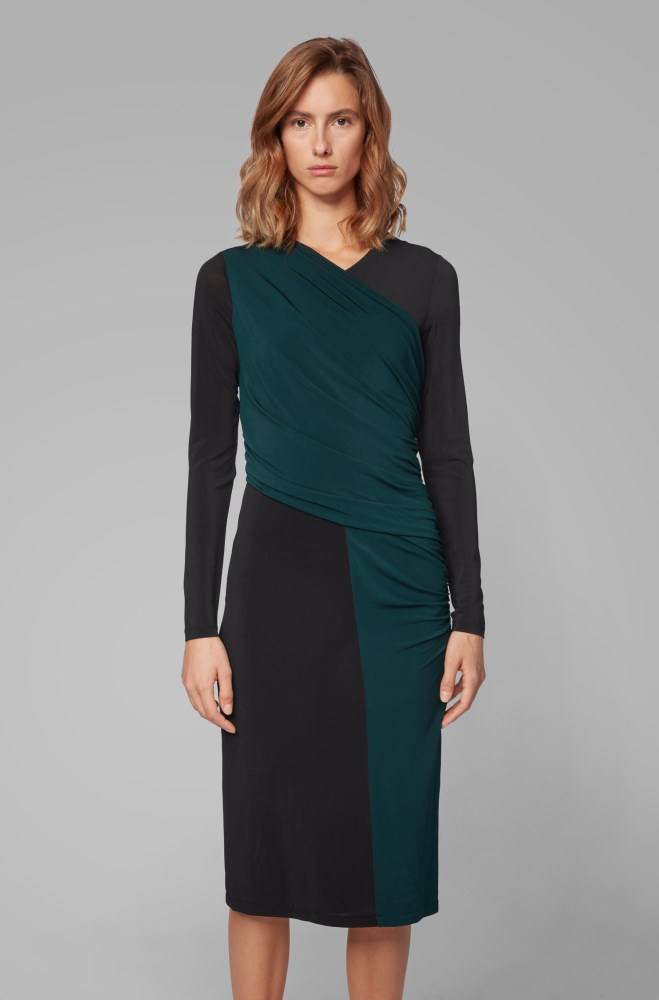 Hugo Boss Long-sleeved jersey dress Patterned | 93lwEQPx