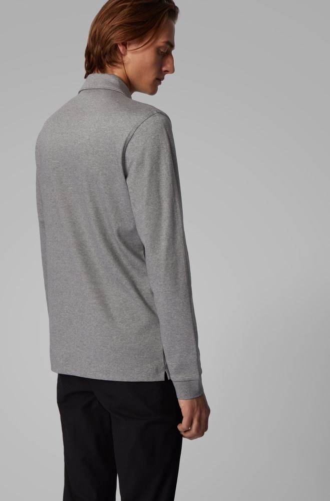 Hugo Boss Long-sleeved polo shirt Grå | vNTztvol