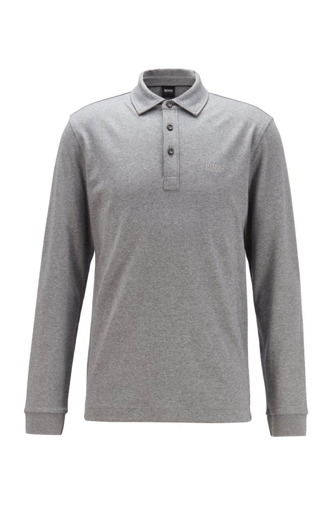 Hugo Boss Long-sleeved polo shirt Grå | vNTztvol