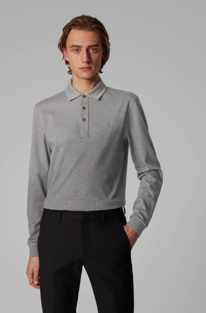 Hugo Boss Long-sleeved polo shirt Grå | vNTztvol