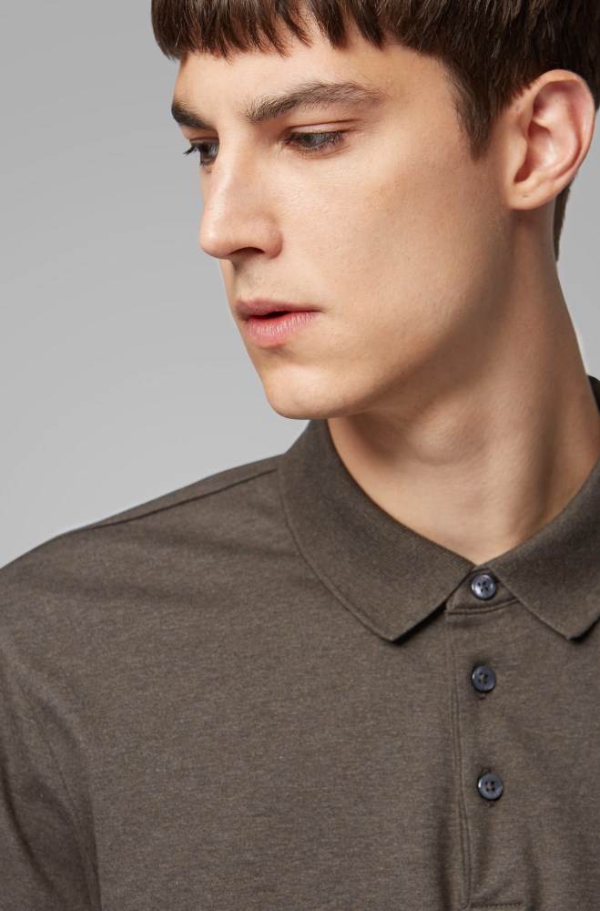 Hugo Boss Long-sleeved polo shirt Lyse Grønn | hIk6Xc56