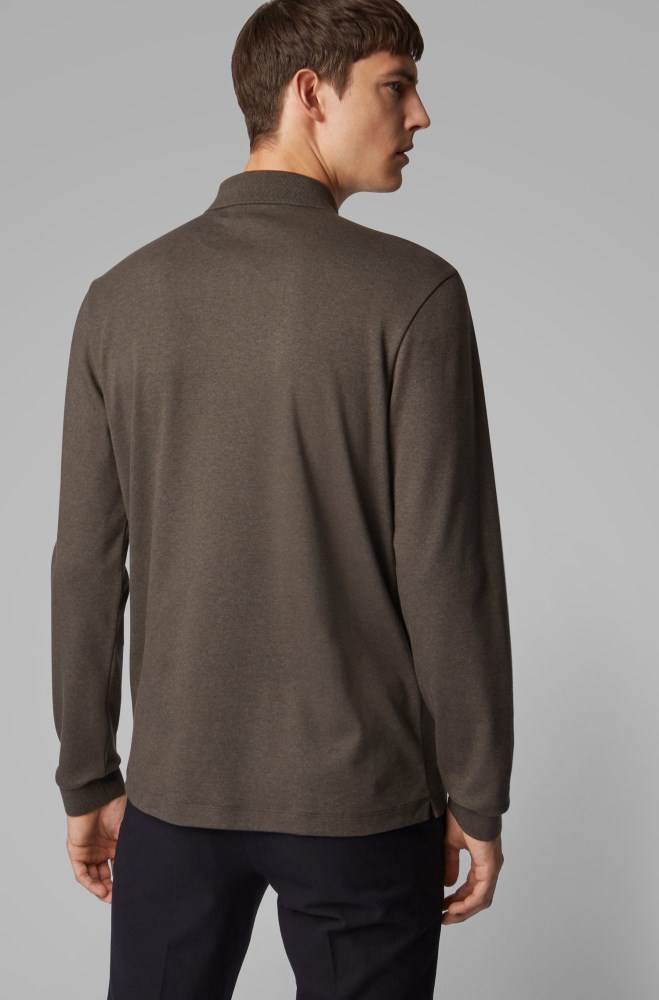 Hugo Boss Long-sleeved polo shirt Lyse Grønn | hIk6Xc56