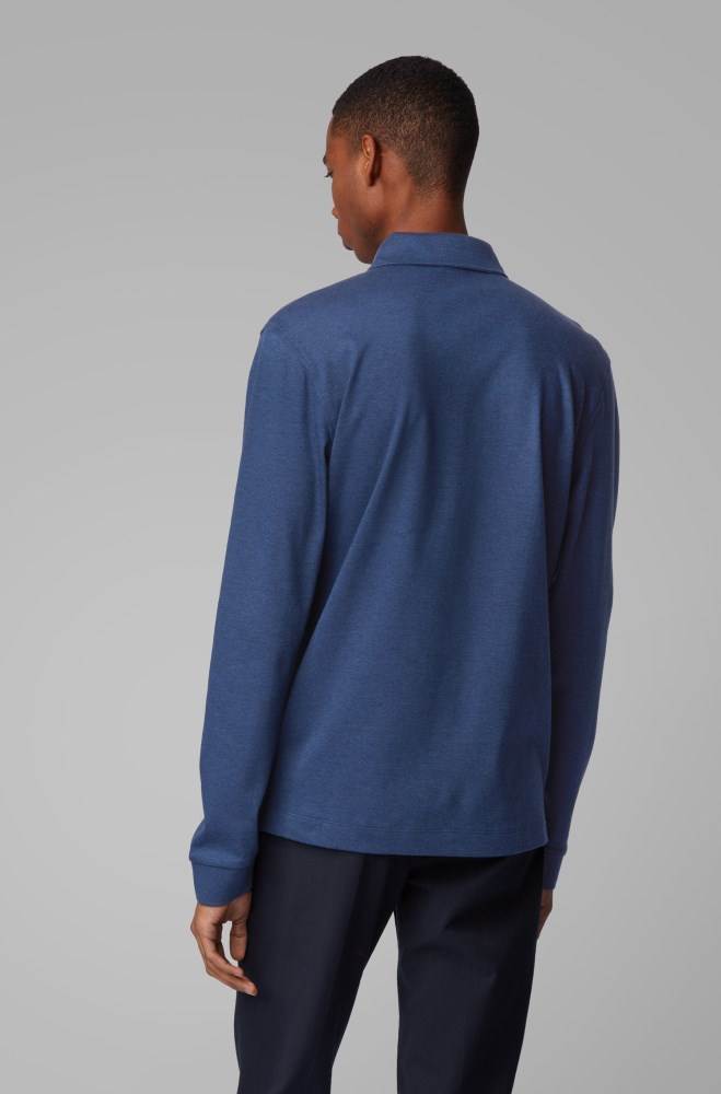 Hugo Boss Long-sleeved polo shirt Mørke Blå | HpKggbP4