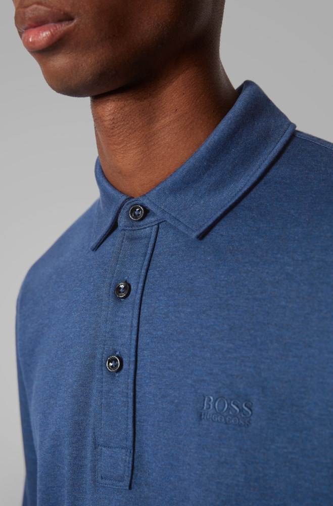 Hugo Boss Long-sleeved polo shirt Mørke Blå | HpKggbP4