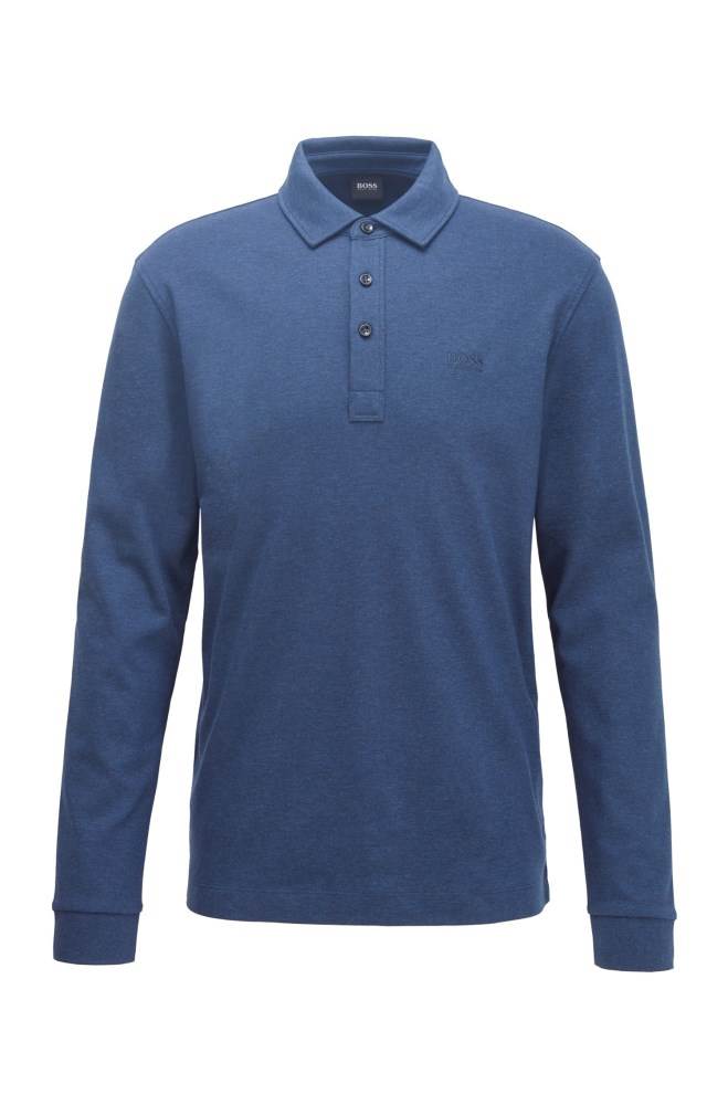 Hugo Boss Long-sleeved polo shirt Mørke Blå | HpKggbP4