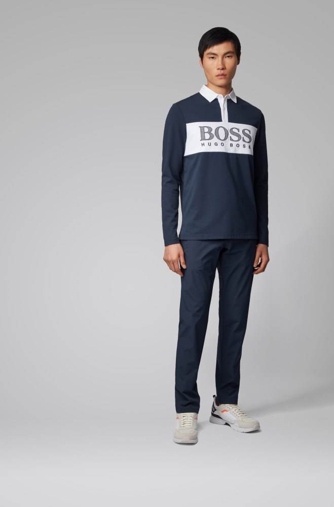 Hugo Boss Long-sleeved polo shirt Mørke Blå | jto9Llp5